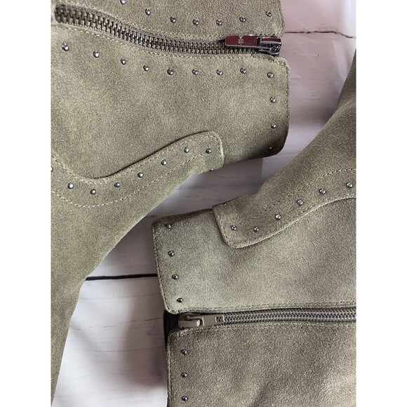 Marc Fisher Suede Leather ankle bootie 10 Pointy Toe Western Gray Green Moss Zip - Picture 7 of 12